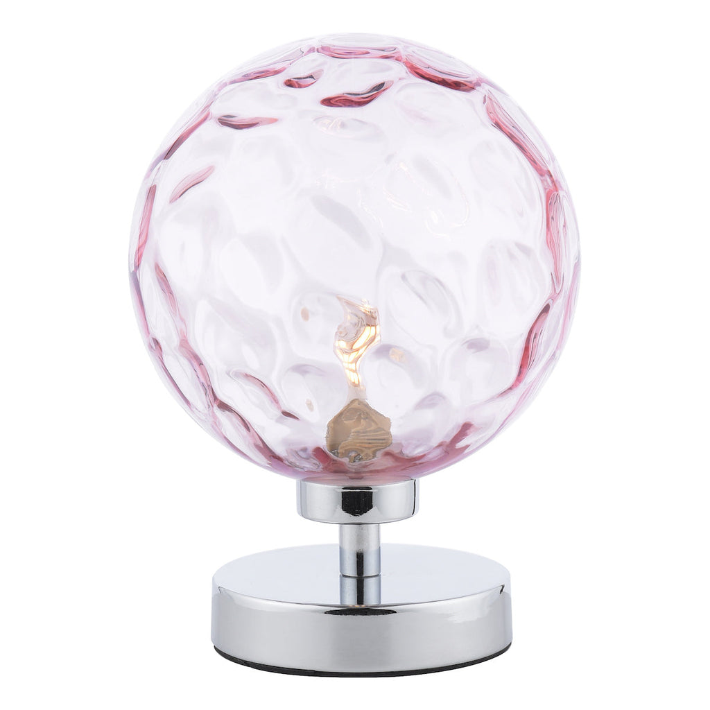 Dar Lighting -  Esben Table Lamp Polished Chrome Pink Dimpled Glass