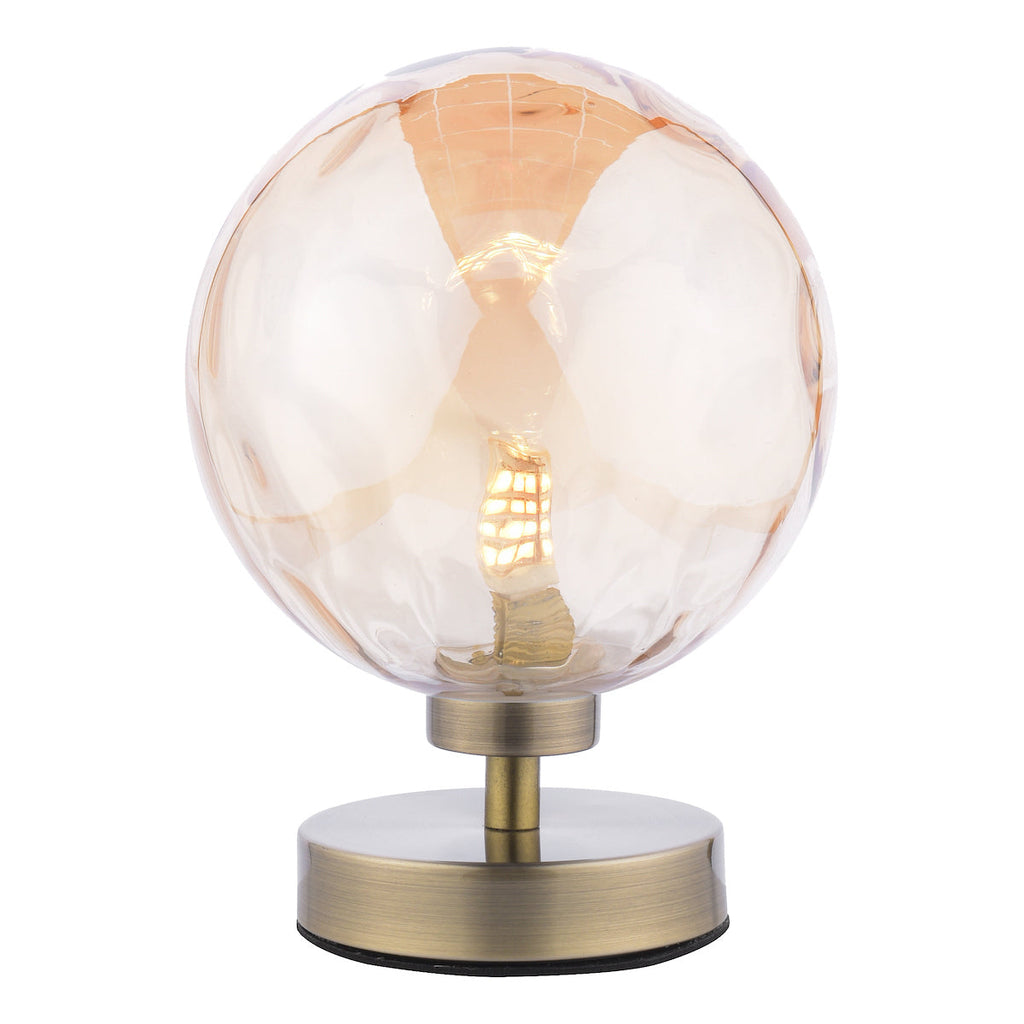 Dar Lighting -  Esben Table Lamp Antique Brass Amber Dimpled Glass
