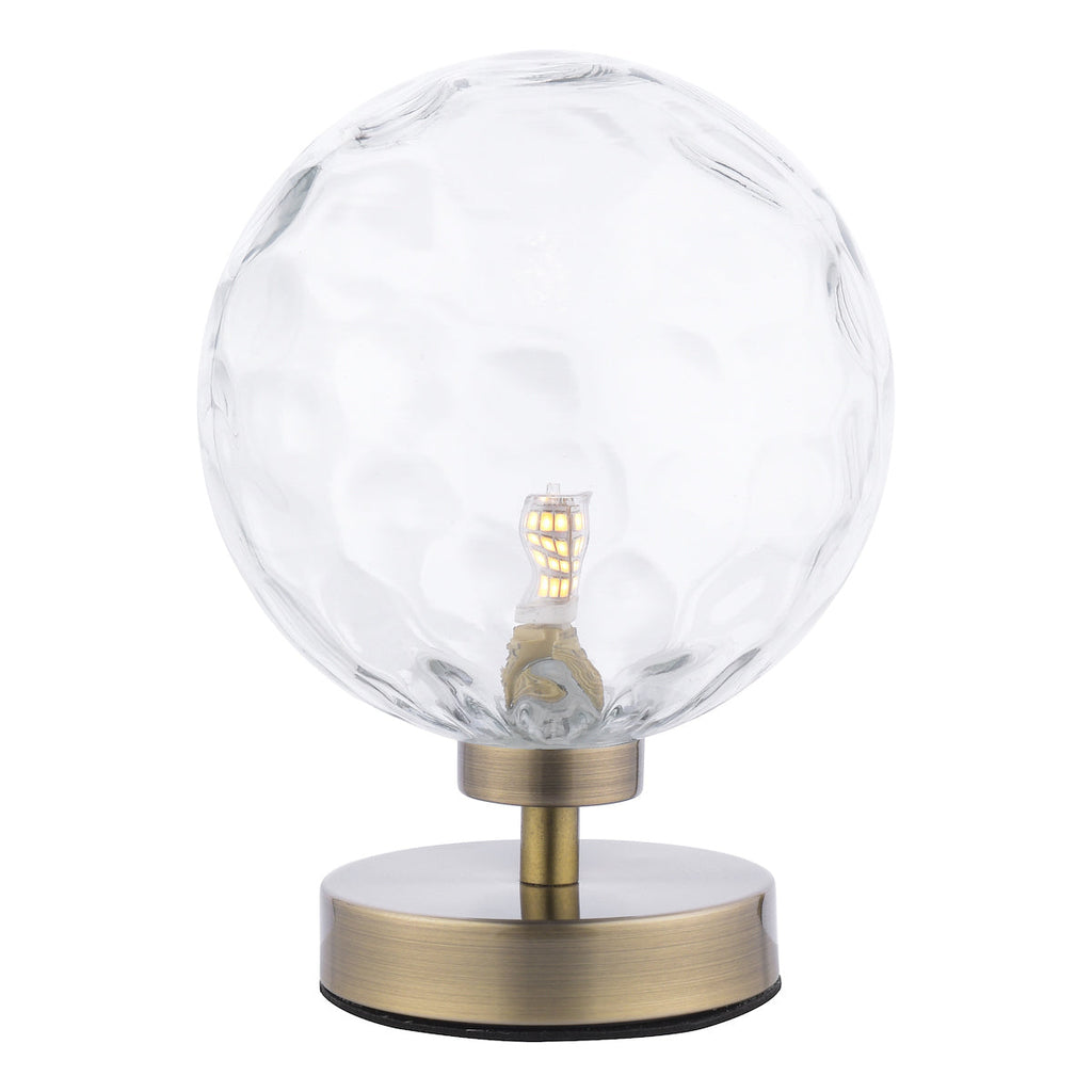 Dar Lighting -  Esben Table Lamp Antique Brass Clear Dimpled Glass
