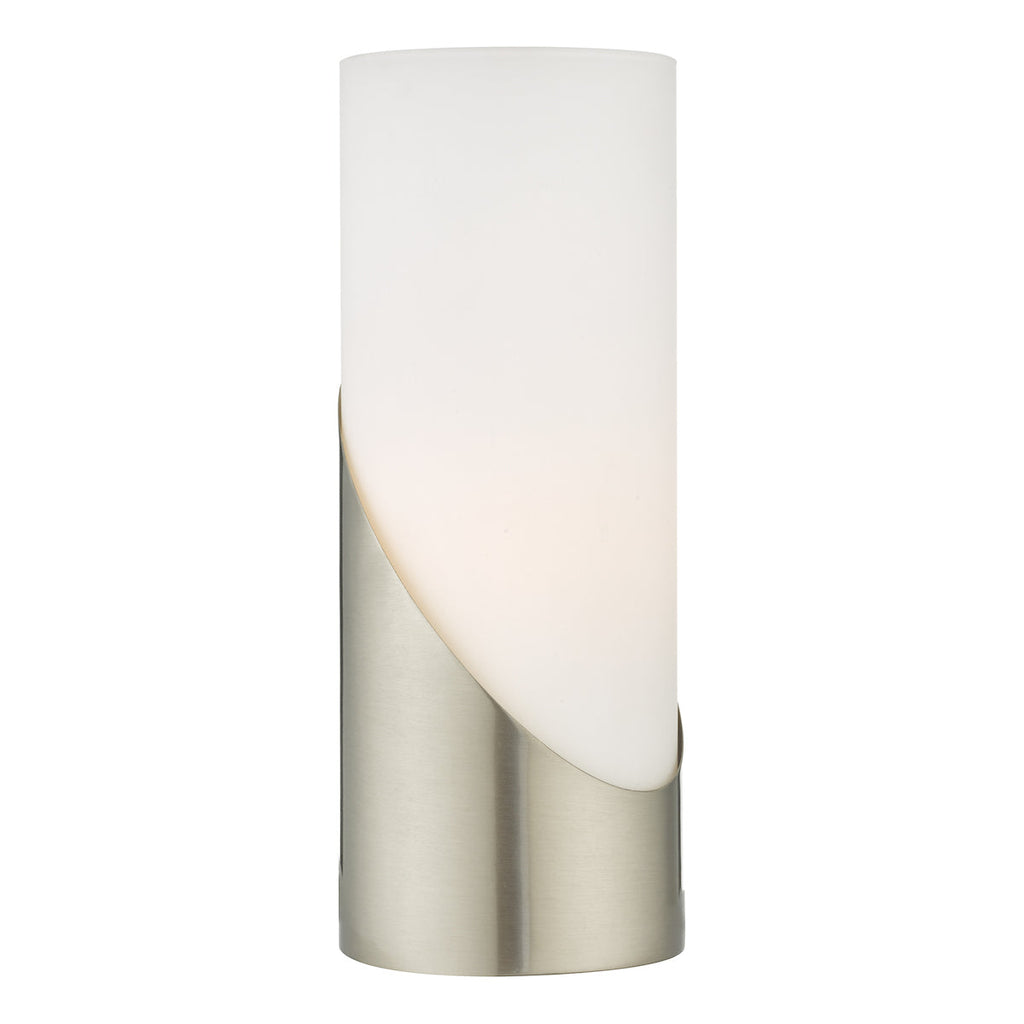 Dar Lighting - Faris Touch Table Lamp Satin Nickel Opal Glass