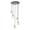Dar Lighting - Federico 5 Light Cluster Pendant Black Clear Ribbed Glass