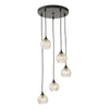 Dar Lighting - Federico 5 Light Cluster Pendant Black Clear/Wire Glass