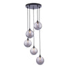 Dar Lighting - Federico 5 Light Cluster Pendant Matt Black Smoked Dimpled Glass