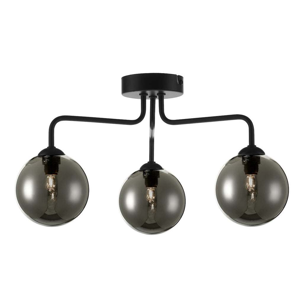 dar-lighting-feya-3-light-semi-flush-ceiling-light-matt-black-smoked-glass