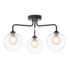 Dar Lighting -  Feya 3 Light Semi-Flush Matt Black & Clear Opal Glass