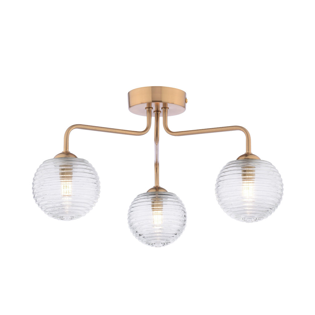 Dar Lighting -  Dar Lighting -  Feya 3 Light Semi-Flush Polished Chrome & Clear Opal Glass
