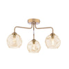 Dar Lighting -  Feya 3 Light Semi-Flush Antique Bronze & Champagne Dimpled Glass