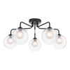 Dar Lighting -  Feya 5 Light Semi-Flush Matt Black & Clear Opal Glass