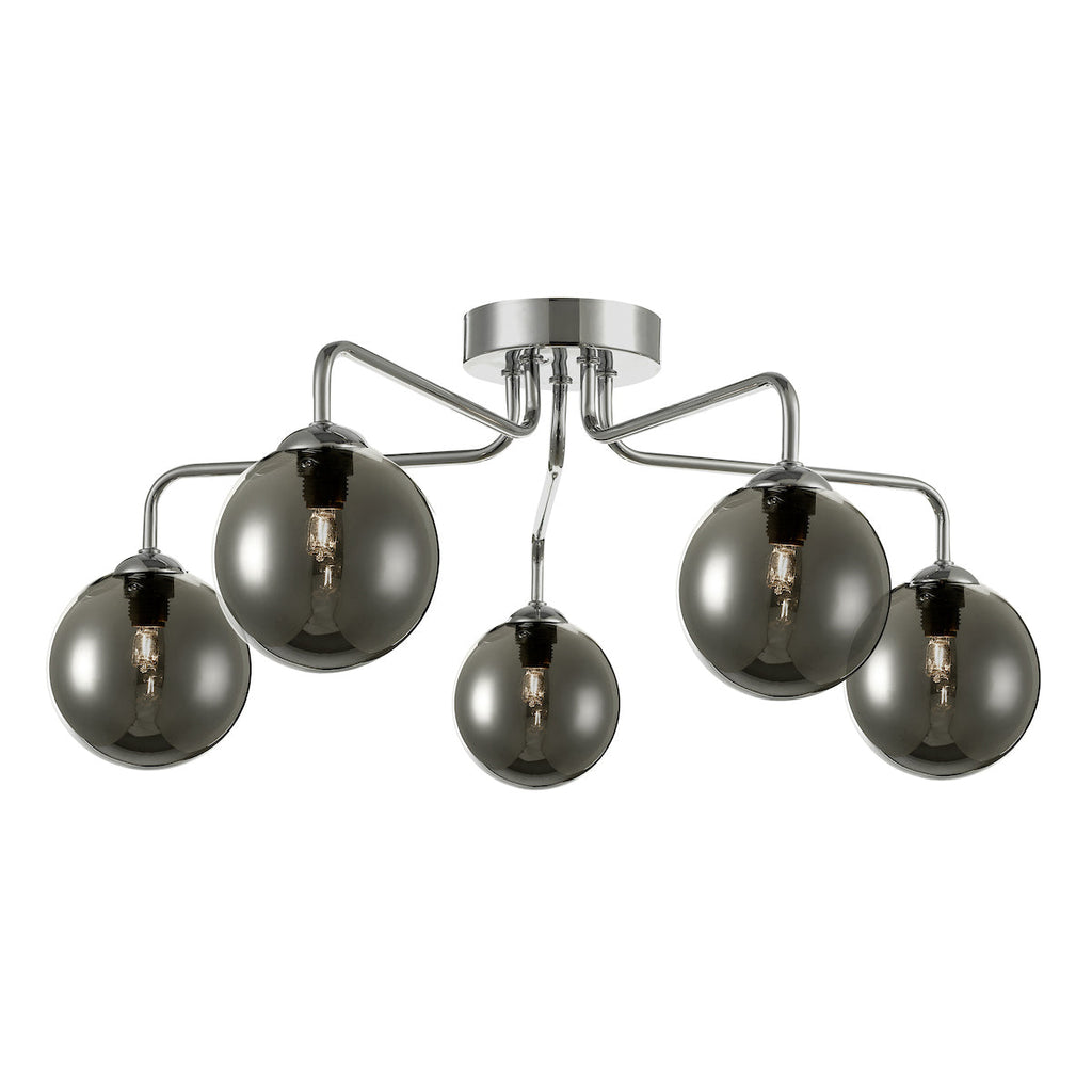 dar-lighting-feya-5-light-semi-flush-ceiling-light-polished-chrome-smoked-glass