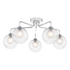 Dar Lighting -  Feya 5 Light Semi-Flush Polished Chrome & Clear Opal Glass