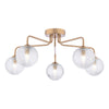 Dar Lighting -  Feya 5 Light Semi-Flush Antique Bronze & Ribbed Glass