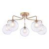 Dar Lighting -  Feya 5 Light Semi-Flush Antique Bronze & Clear Opal Glass