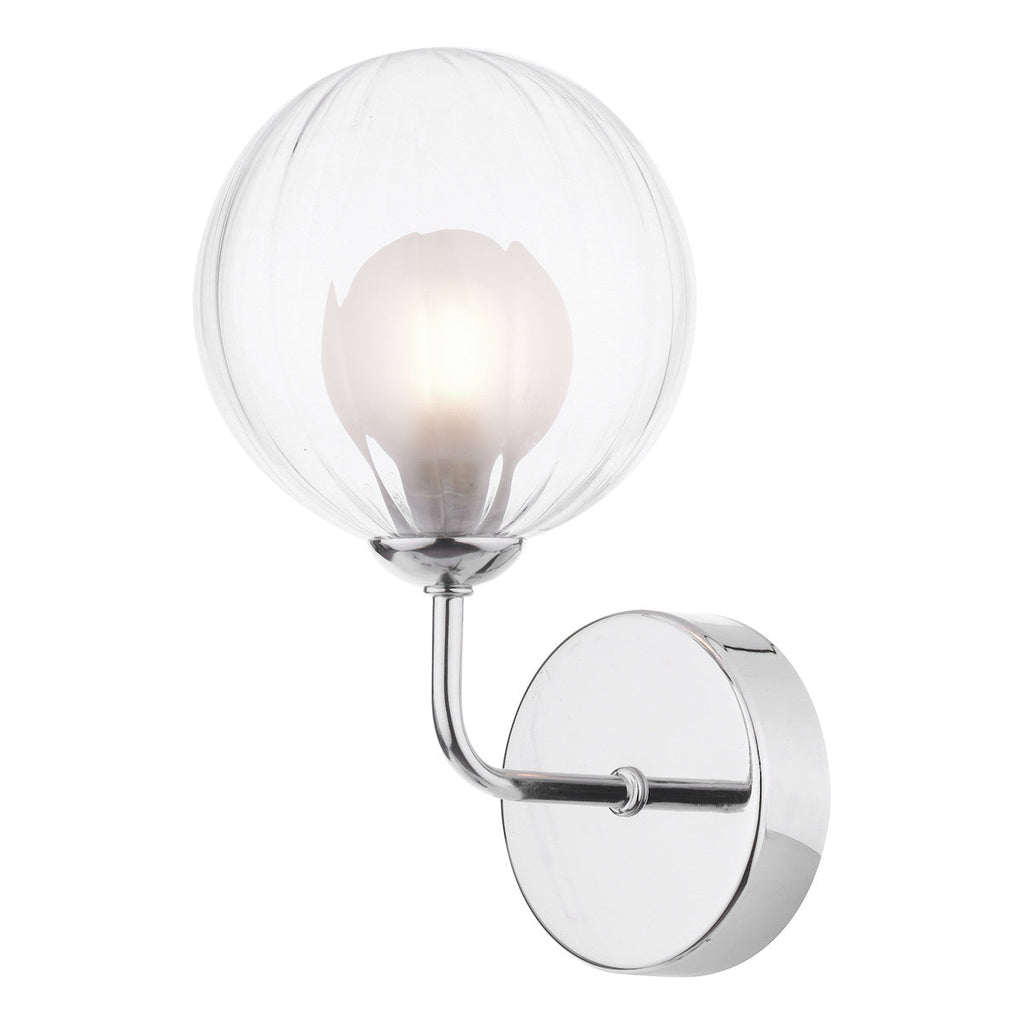 Dar Lighting -  Feya Wall Light Polished Chrome & Clear Opal Glass