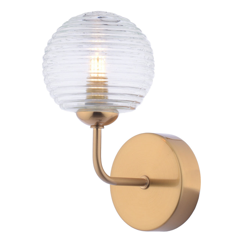 Dar Lighting -  Feya Wall Light Antique Bronze & Ribbed Glass