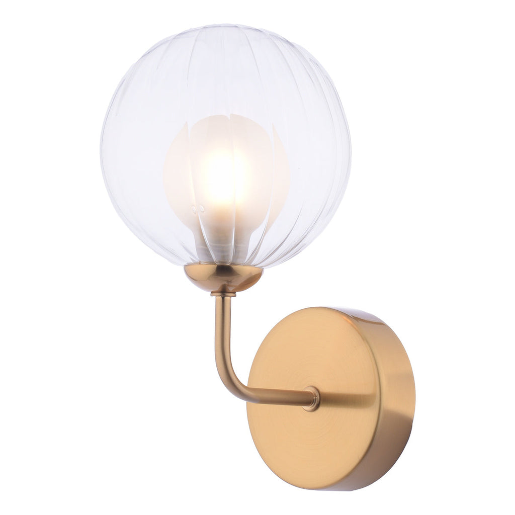 Dar Lighting -  Feya Wall Light Antique Bronze & Clear Opal Glass