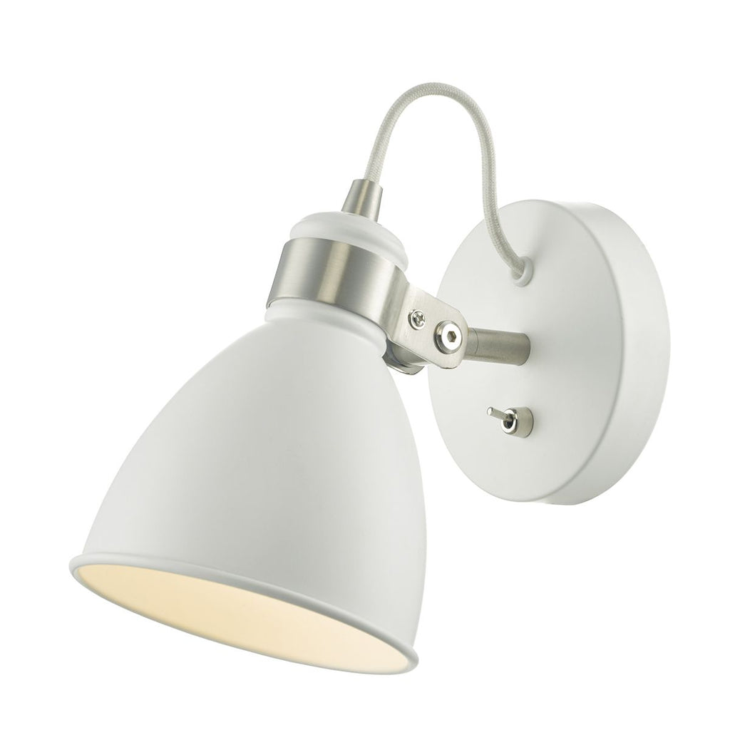 Frederick Wall Light White & Satin Chrome by Dar Lighting