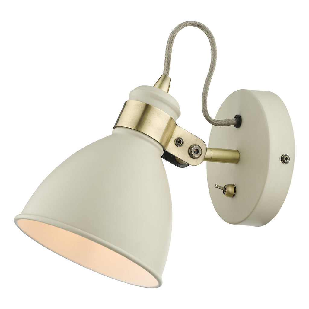Frederick Wall Light Cream & Antique Brass by Dar Lighting