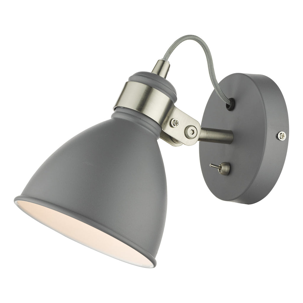 Frederick Wall Light Dark Grey & Satin Chrome by Dar Lighting
