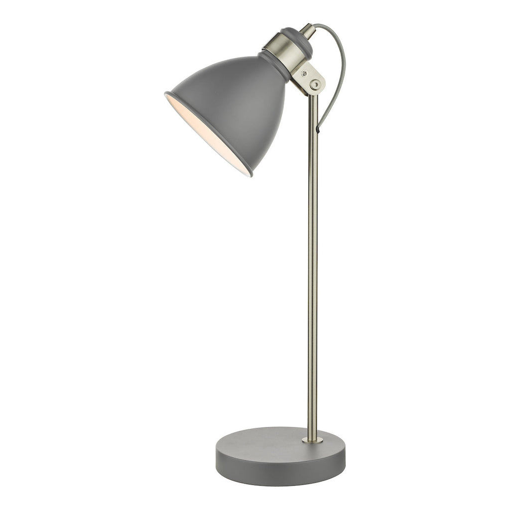 Frederick Table Lamp Dark Grey & Satin Chrome by Dar Lighting