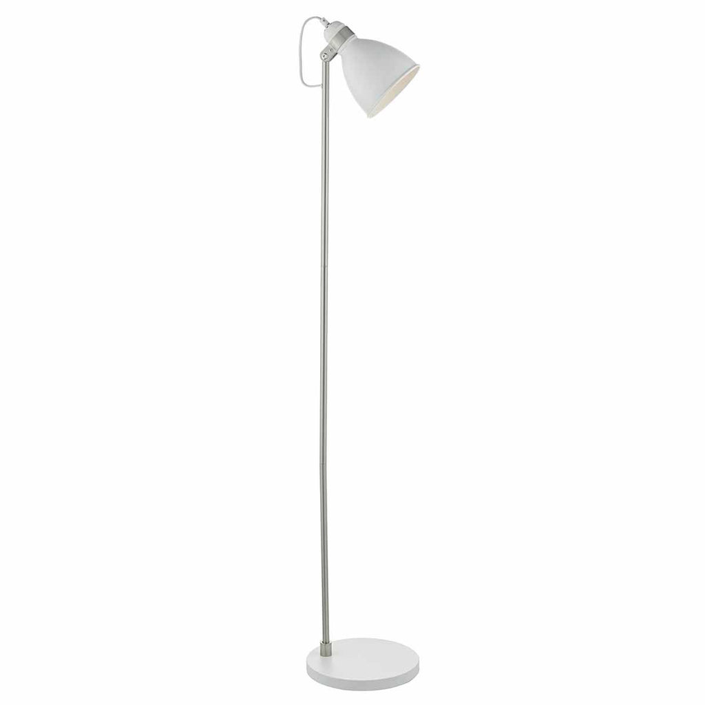 Frederick Floor Lamp White & Satin Chrome by Dar Lighting