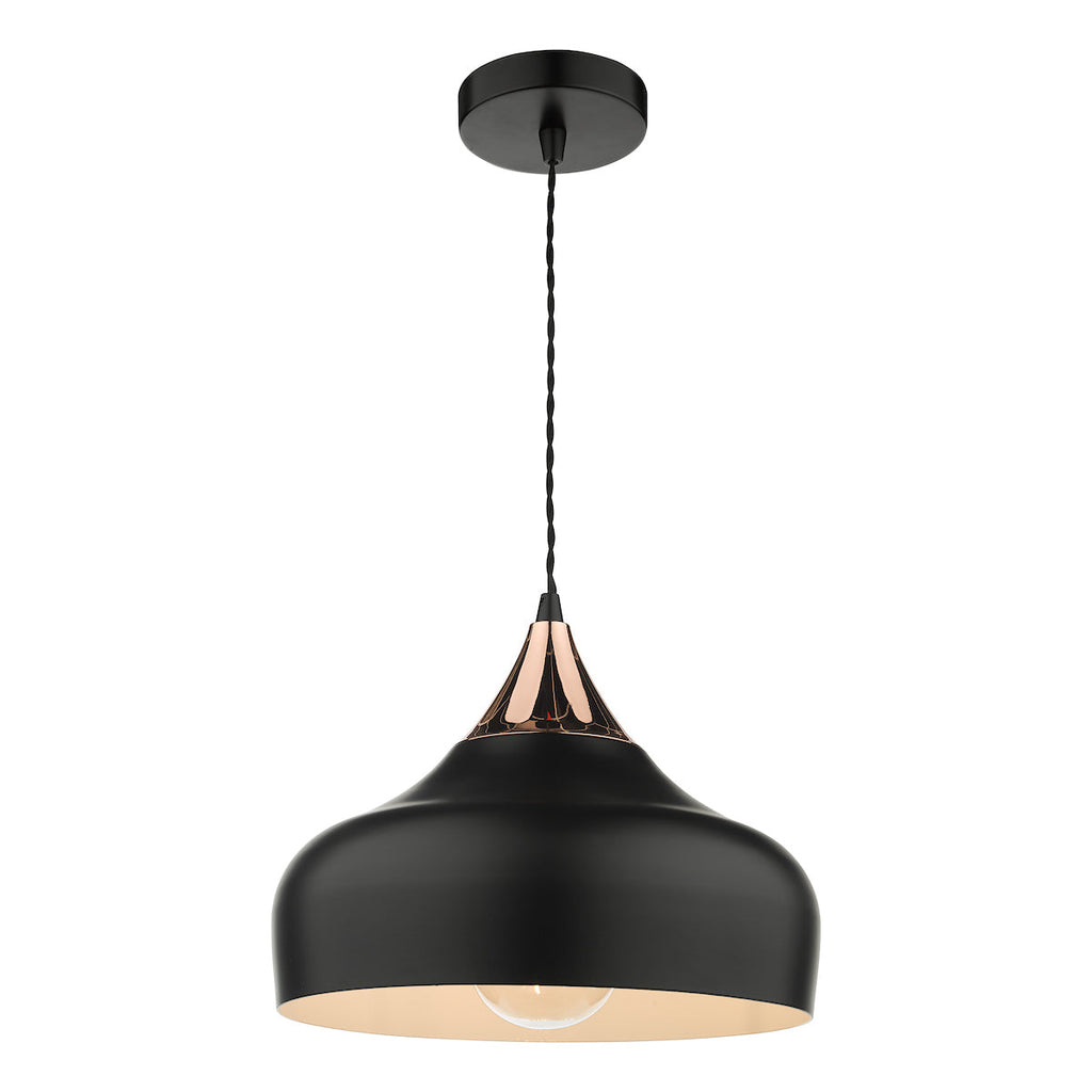 Gaucho 1 Light Pendant Black & Copper by Dar Lighting