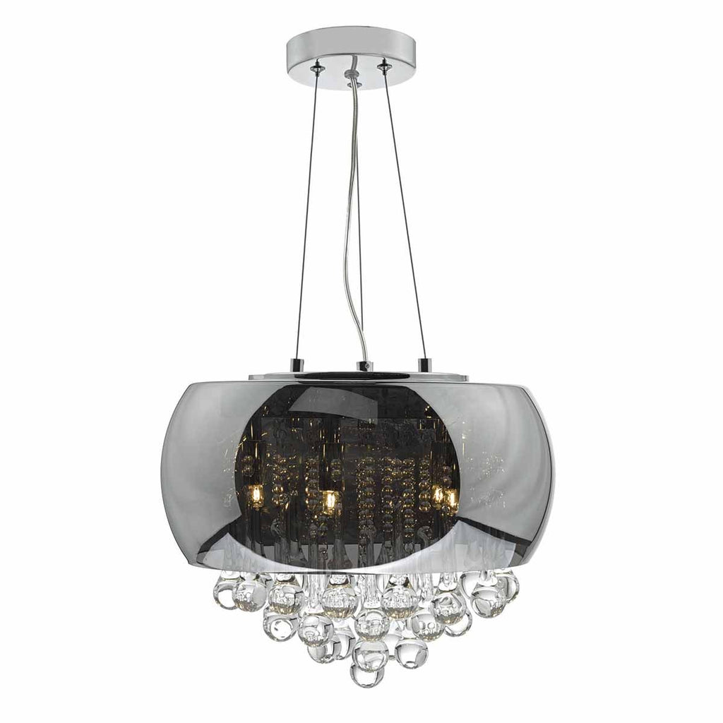 Giselle 5lt Pendant Smoked & Clear Glass by Dar Lighting