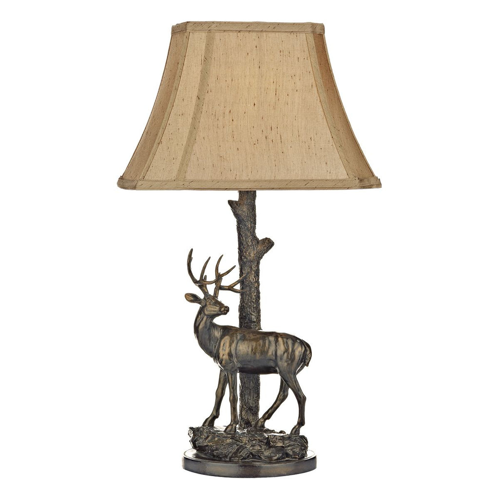 Gulliver Deer Table Lamp in Aged Brass complete with Shade by Dar Lighting
