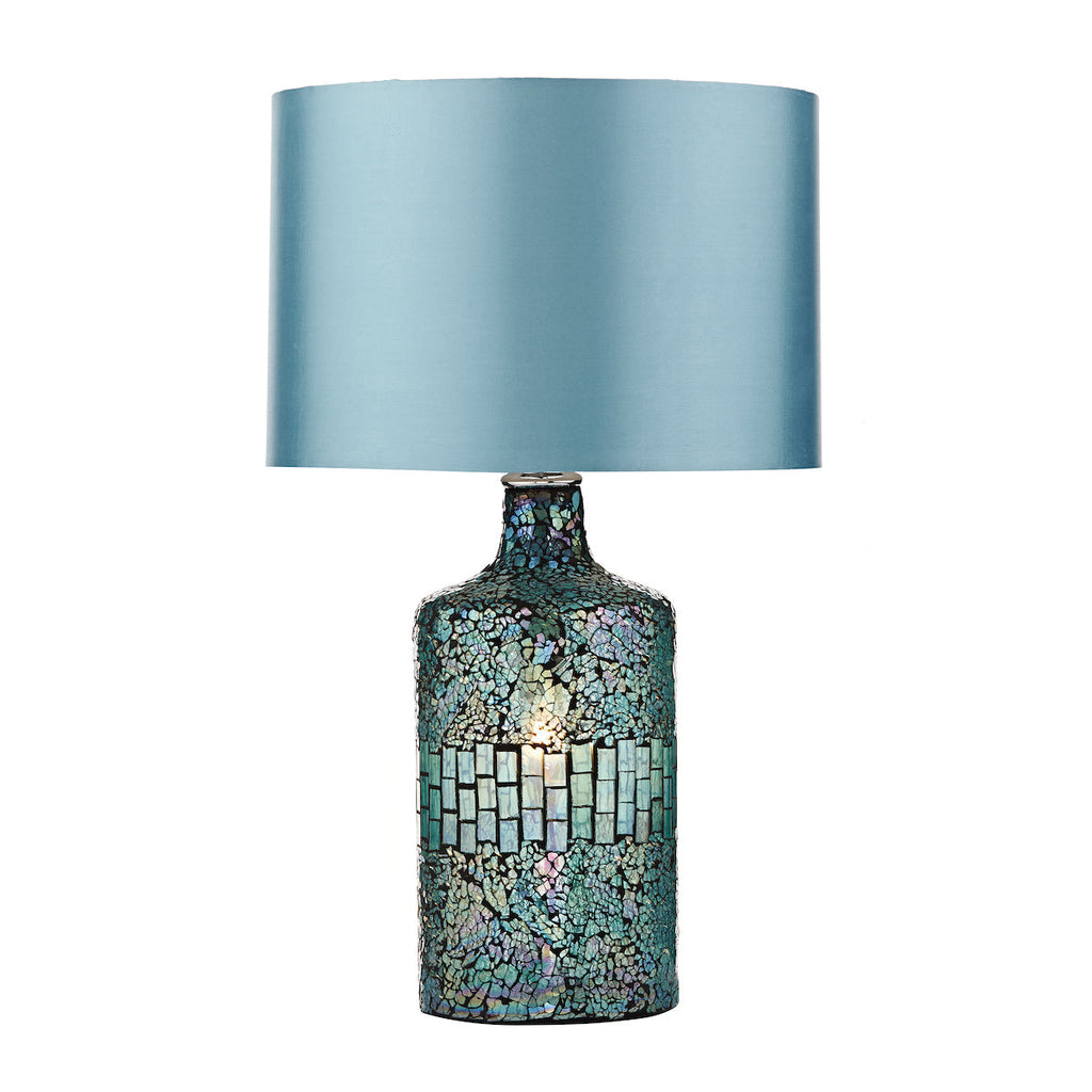 Dar Lighting - Guru Table Lamp Blue Mosaic Dual Source With Shade