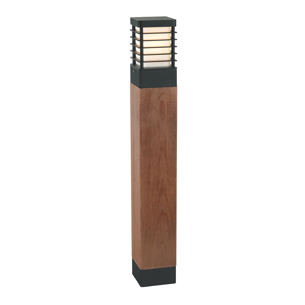 Halmstad 1 Light Large Wooden Bollard - Black - Norlys