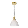 Dar Lighting - Hadano Pendant Natural Brass & Ceramic Domed Shade