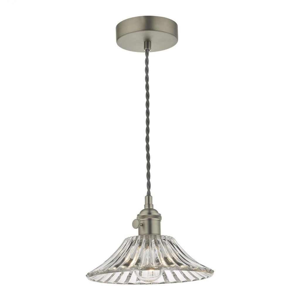 dar-lighting-hadano-1-light-pendant-antique-chrome-with-flared-glass-shade