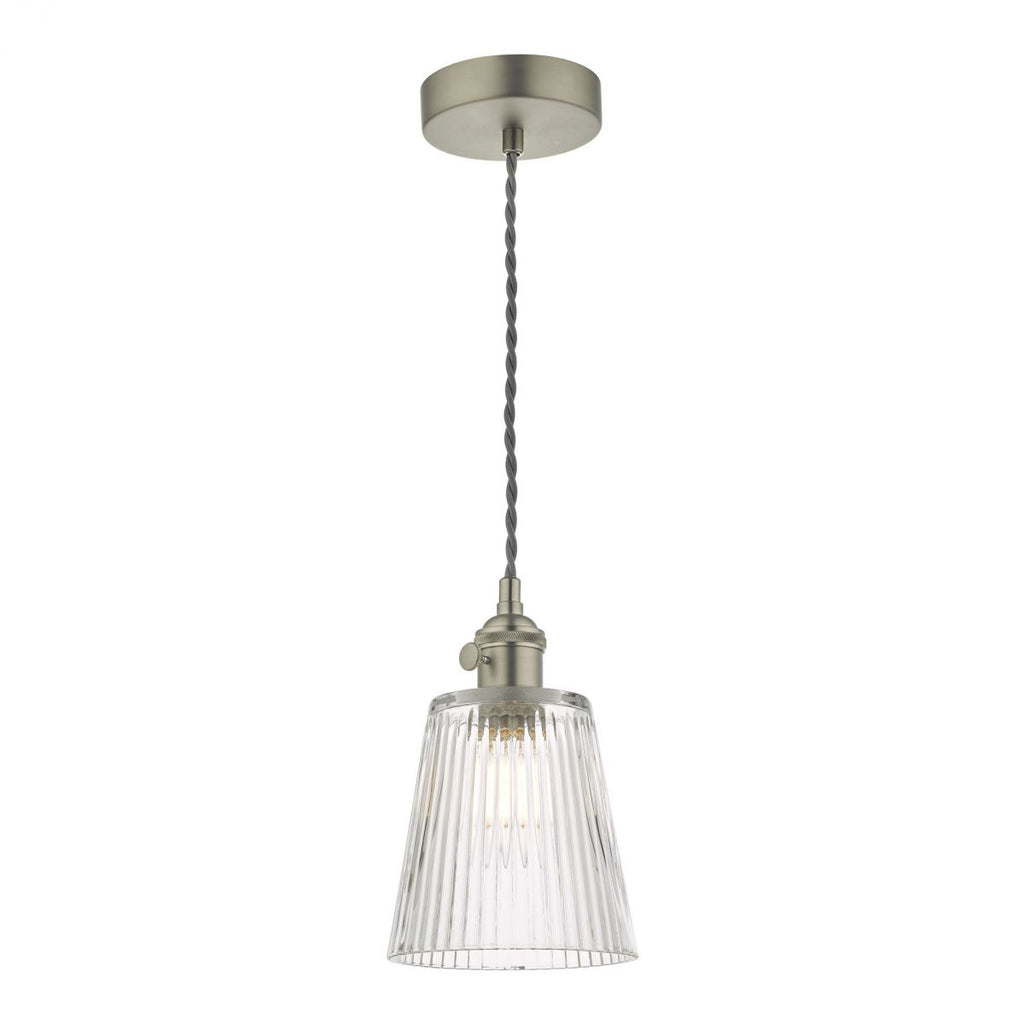 dar-lighting-hadano-1-light-pendant-antique-chrome-with-ribbed-glass-shade