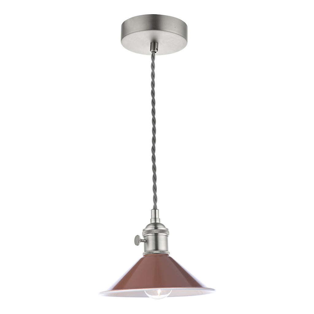 dar-lighting-Hadano-1-Light-Pendant-Antique-Chrome-With-Umber-Shade