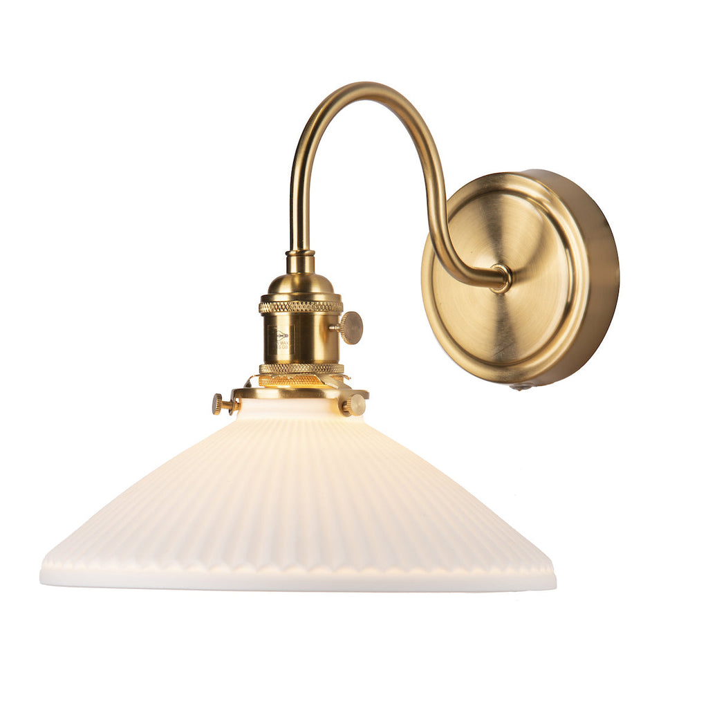 Dar Lighting - Hadano Wall Light Natural Brass & Ceramic Shallow Shade