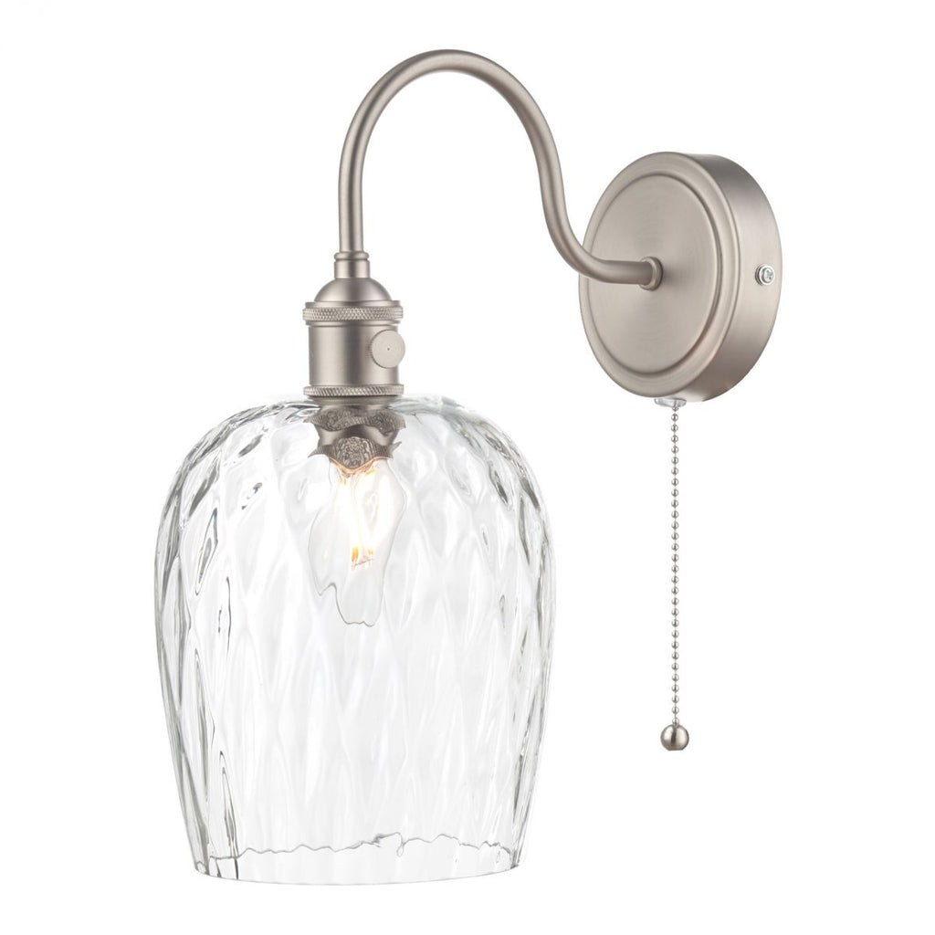 dar-lighting-hadano-1-light-wall-light-antique-chrome-with-dimpled-glass-shade
