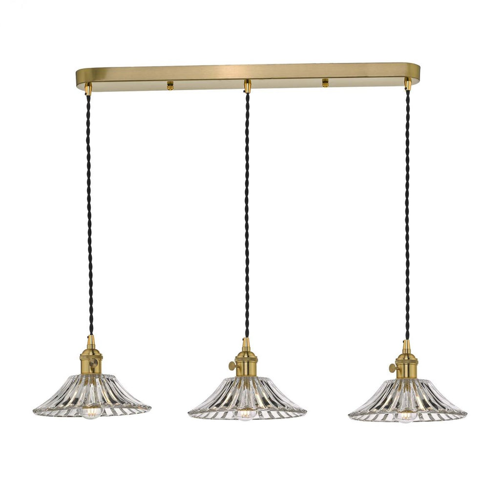 dar-lighting-hadano-3-light-suspension-natural-brass-with-flared-glass-shades