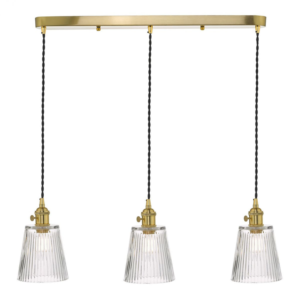 dar-lighting-hadano-3-light-suspension-natural-brass-with-ribbed-glass-shades
