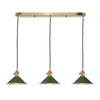 dar-lighting-Hadano-3-Light-Suspension-Natural-Brass-With-Olive-Green-Metal-Shades