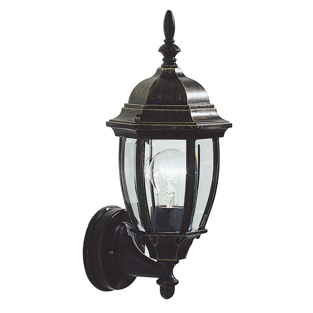 Hambro Uplighter Wall Light Black Gold IP43 by Dar Lighting