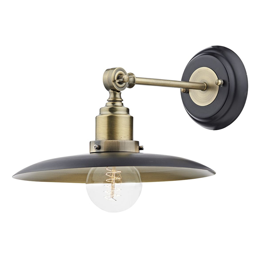 Hannover 1 Light Wall Light Black/Antique Brass by Dar Lighting
