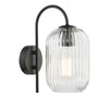 Dar Lighting - Idra Wall Light Matt Black and Ribbed Glass