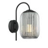Dar Lighting - Idra Wall Light Matt Black and Smoked Ribbed Glass