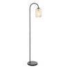 Dar Lighting - Idra Floor Lamp Matt Black and Champagne Ribbed Glass