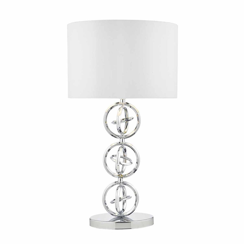 Innsbruck Table Lamp Polished Chrome c/w Ivory Shade by Dar Lighting