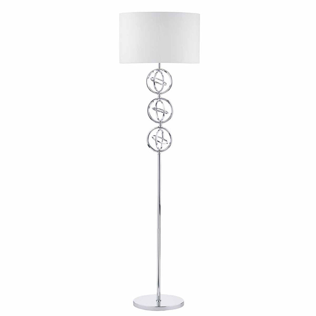 Innsbruck Floor Lamp Polished Chrome c/w Ivory Shade by Dar Lighting