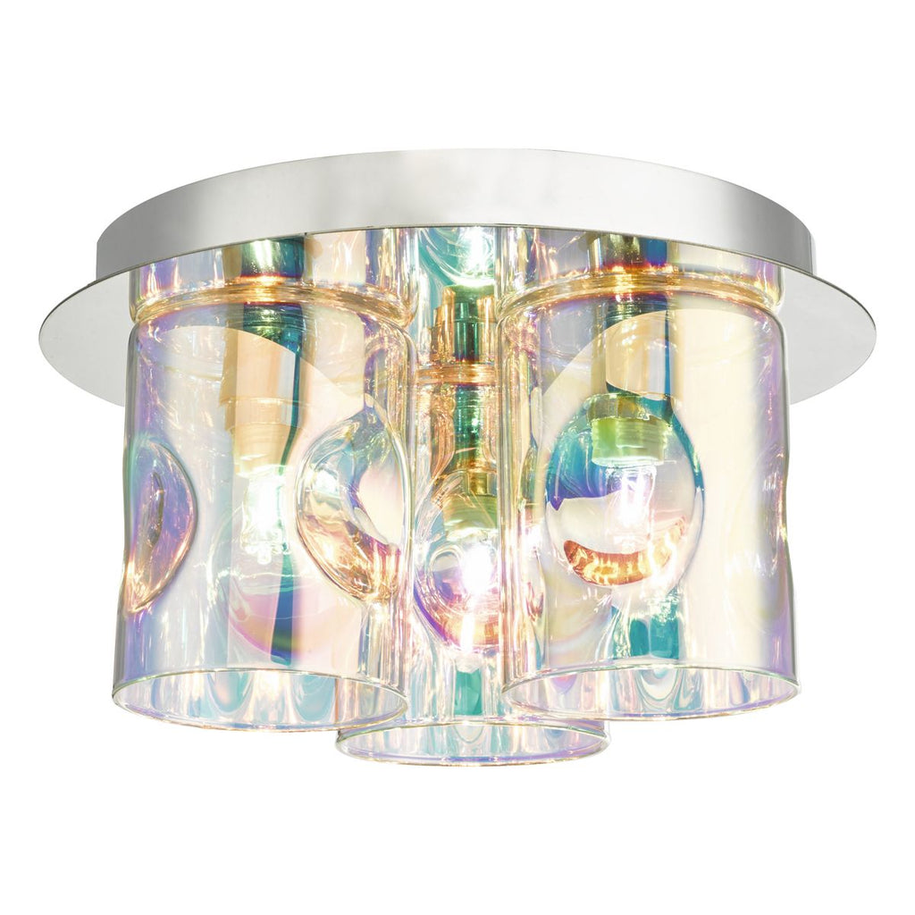 Inter 3lt Flush Pol Chrome & Iridised Glass by Dar Lighting