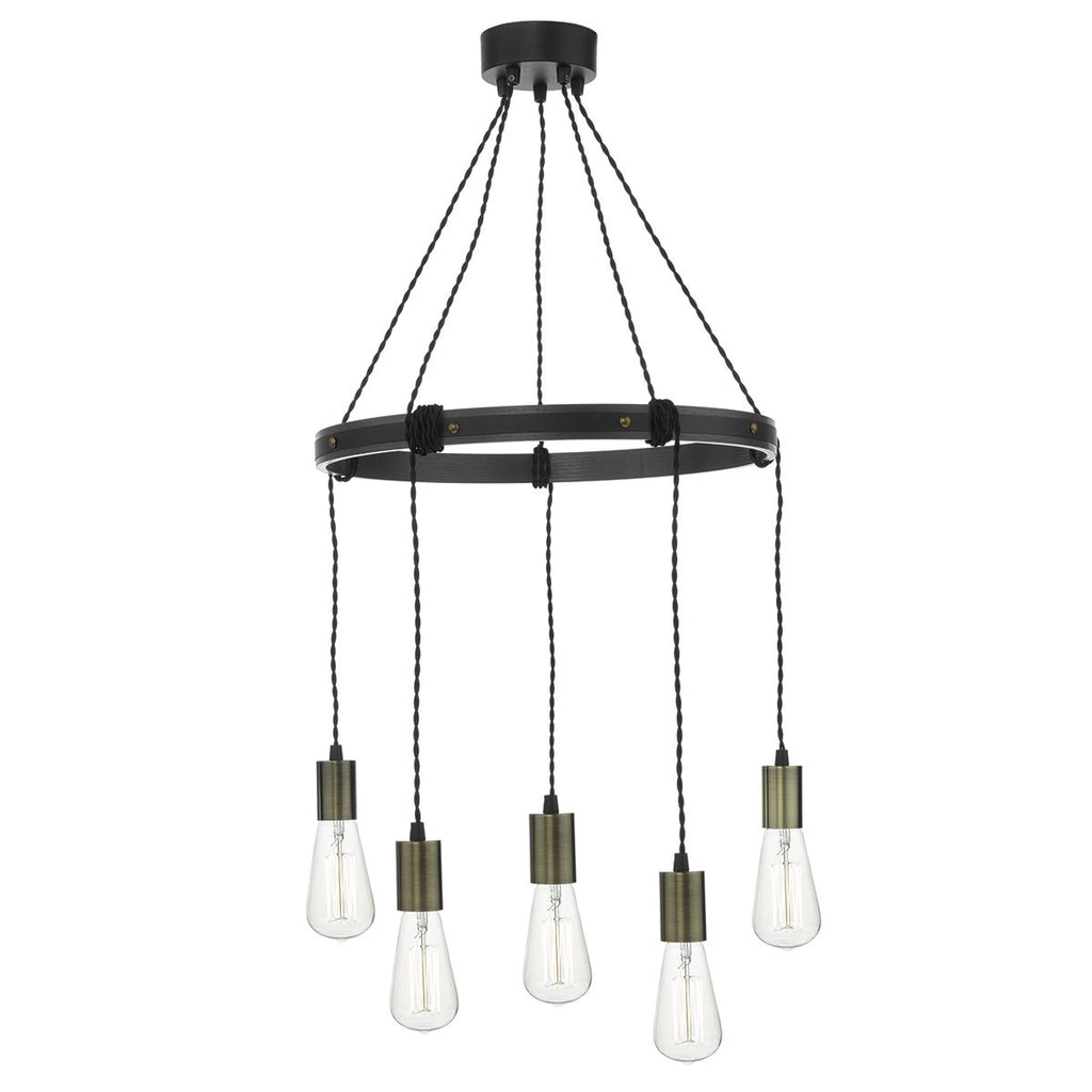 Ivan 5 Light Pendant Rustic by Dar Lighting