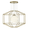 Izmir 1 Light Pendant Hexagonal Old Gold Frame Opal Glass by Dar Lighting