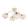 Dar Lighting - Izzy 4 Light Semi-Flush Polished Gold & Champagne Dimpled Glass