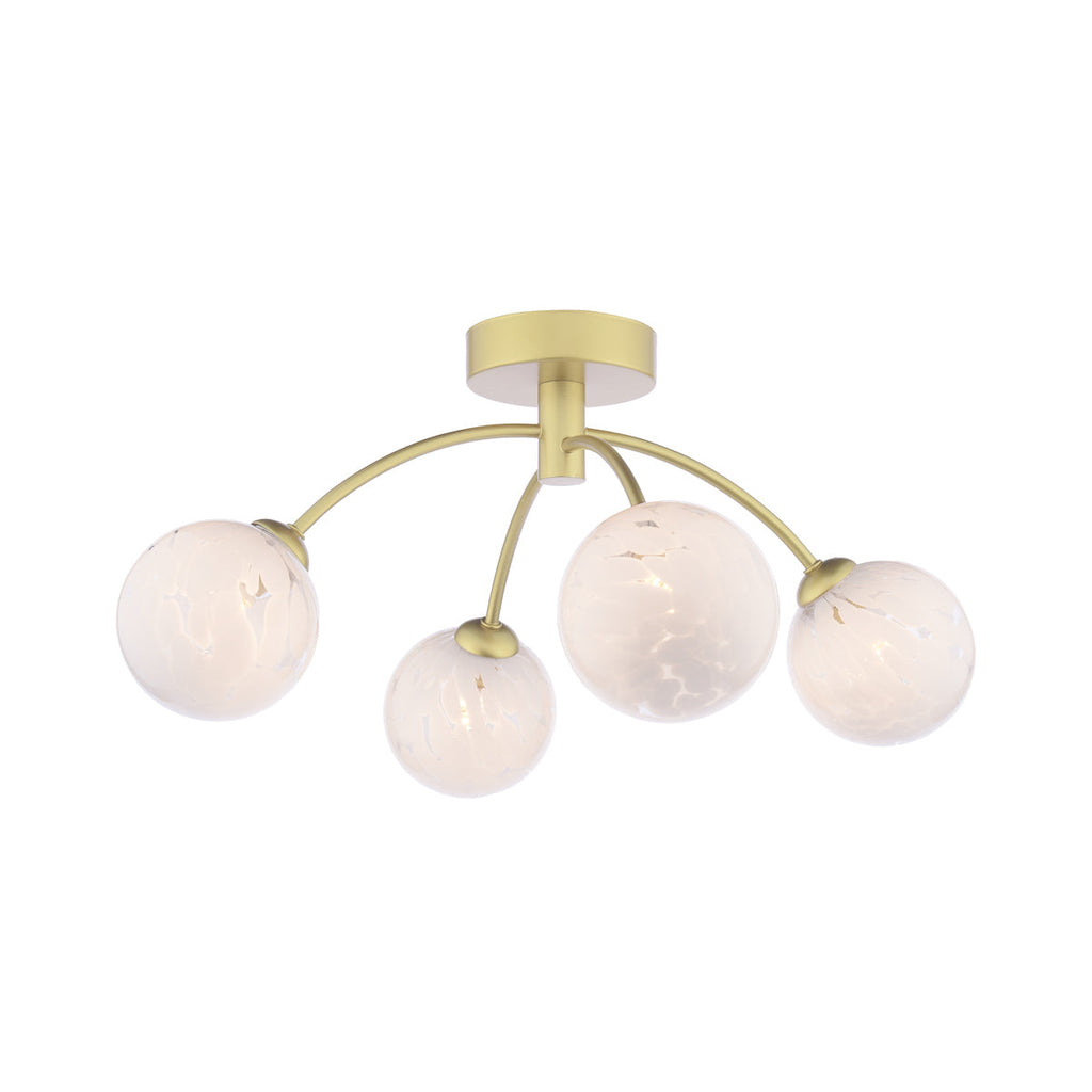 Dar Lighting - Izzy 4 Light Semi-Flush Polished Gold & Confetti Glass